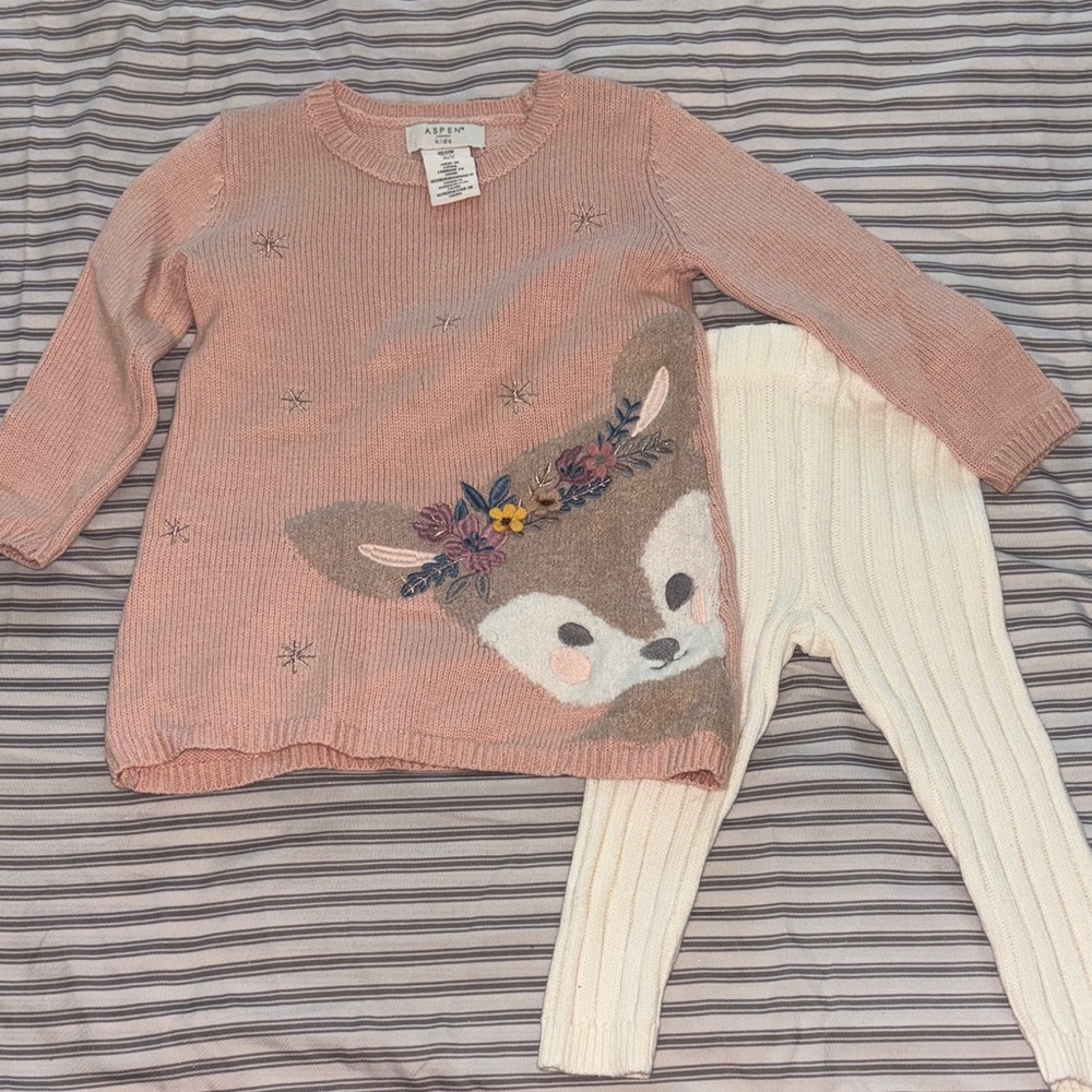 Adorable Pink Sweater with Deer Motif